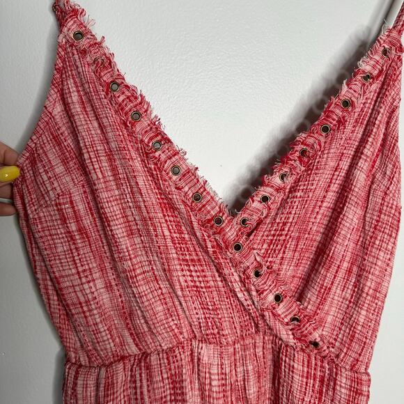 Revolve Tularosa Women's Red + White Amelia Tie Back V Neck Romper Size L - Picture 3 of 11
